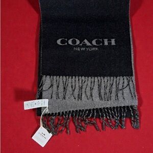 Coach Men's Two-Tone Black and Gray Scarf  OS. NWT